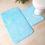Set 2  covorașe 3-D antiderapante pentru baie și toaletă, 50x80 si 50x40– model cu textură de pietre marine, albastru.