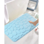 Set 2  covorașe 3-D antiderapante pentru baie și toaletă, 50x80 si 50x40– model cu textură de pietre marine, albastru.