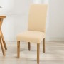 Husă elastică pentru scaun cu spătar, bej deschis, material tip mătase, lavabilă