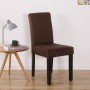 Husă elastică pentru scaun cu spătar, maro, material tip mătase, lavabilă