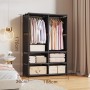 Dulap textil organizator, 2 coloane, cadru metalic, 170x108x36 cm. Negru