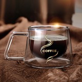 Ceasca pentru Cafea din sticla, cu pereti dubli termorezistenti, 200 ml,  9.4x7.5x7cm