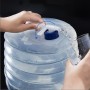 Bidon pliabil 15 L cu robinet, din plastic alimentar, pentru camping, picnic, grădină sau călătorii — transparent