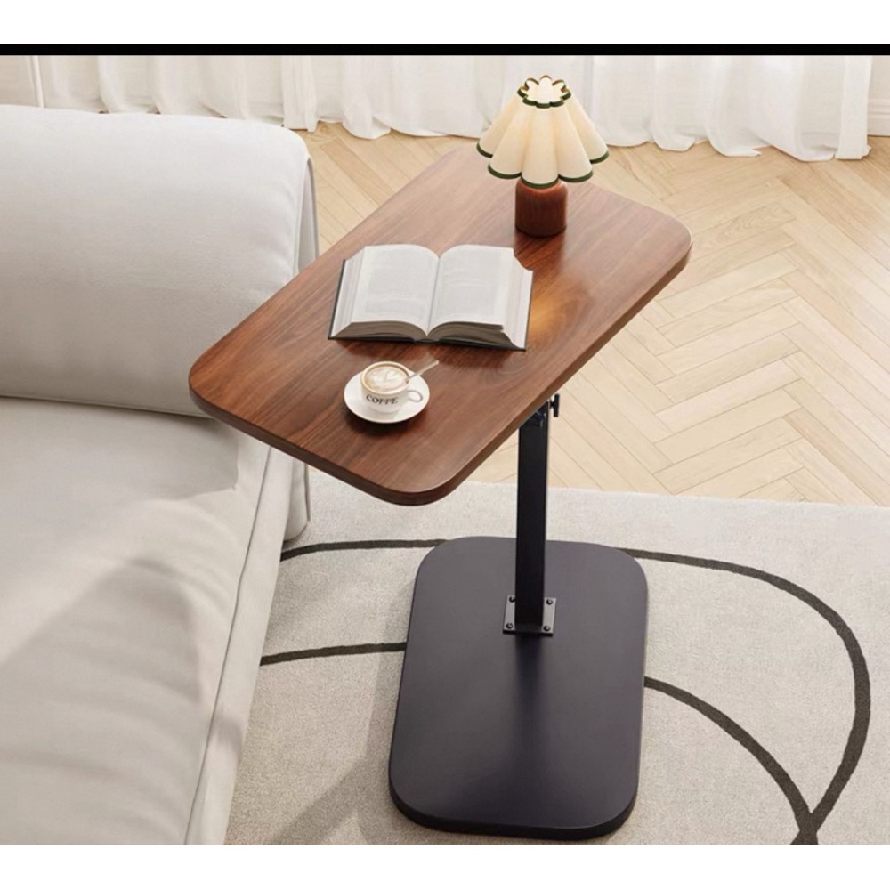 Măsuță de cafea reglabilă 48–80 cm, ovală, MDF + metal – compactă, practică și modernă pentru living sau birou. Nuc Măsuță de cafea reglabilă 48–80 cm, ovală, MDF + metal – compactă, practică și modernă pentru living sau birou. Nuc