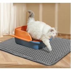 Covoraș impermeabil dublu strat pentru litiera pisicii, 90 × 60 cm – soluția practică pentru o zonă mereu curată. Gri.