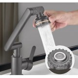 Robinet de baie rotativ, 2 moduri de apa, pentru chiuveta, extensie mecanica, argintiu