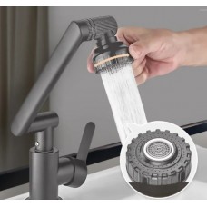Robinet de baie rotativ, 2 moduri de apa, pentru chiuveta, extensie mecanica, argintiu