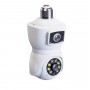 Camera de supraveghere dubla tip bec, EJ PRODUCTS, E9, V380 PRO, 4MP, 360° panoramic, 1080P, port microSD, detectare a miscarii, alarma, vedere nocturna, PTZ, WiFi, alb