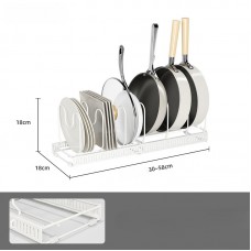 Suport reglabil tigai, oale, capace, metal cu protectie silicon, 7 separatoare, extensibil 30–58 cm, alb