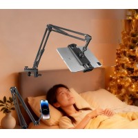 Suport universal pentru smartphone, tableta, atasat de masa, cu 2 segmente + 12,5 cm, pat