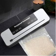 Aparat de vidat automat pentru alimente si 10 pungi de vidat, 30 cm, sigilare rapidă, compact, negru cu gri.