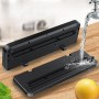 Aparat de vidat automat pentru alimente si 10 pungi de vidat, 30 cm, sigilare rapidă, compact, negru cu gri.