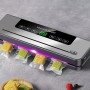 Aparat de vidat automat pentru alimente si 10 pungi de vidat, 30 cm, sigilare rapidă, compact, negru cu gri.