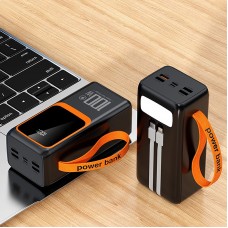 Powerbank 50.000 mAh – 4 porturi USB, Type-C, Lightning, lanternă integrată, încărcare rapidă PD/QC. Negru Powerbank 50.000 mAh – 4 porturi USB, Type-C, Lightning, lanternă integrată, încărcare rapidă PD/QC. Negru