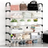 Pantofar cu 5 rafturi pentru incaltaminte, Suport pentru pantofi, Capacitate 15 perechi. Asamblare usoara, Dimensiuani 56 x 26 x 95,5 cm