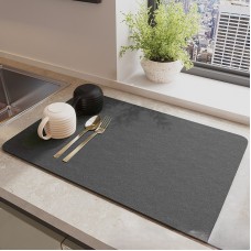 Covor de uscare pentru vase și tacâmuri, anti-alunecare, absorbant și cu uscare rapidă, 30*40 cm, Gri închis
