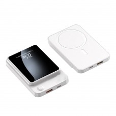 Power Bank Magnetic Wireless 10000mAh – Încărcare Rapidă 22,5W, LED Digital, Alb