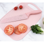 Set de cutite profesionale 7 piese, Cu suport si foarfeca, Lame ascutite, Otel inoxidabil, Roz
