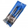 Set 3 ustensile de grătar, inox, clește + paletă + furculiță, 41 cm, mânere ergonomice, argintiu