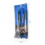 Set 3 ustensile de grătar, inox, clește + paletă + furculiță, 41 cm, mânere ergonomice, argintiu