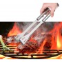 Set 3 ustensile de grătar, inox, clește + paletă + furculiță, 41 cm, mânere ergonomice, argintiu