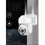 Cameră de supraveghere WiFi 360° iCSee, interior/exterior, IP66, vedere nocturnă IR, microfon și difuzor, control de pe telefon – model HT21