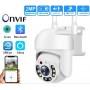 Cameră de supraveghere WiFi 360° iCSee, interior/exterior, IP66, vedere nocturnă IR, microfon și difuzor, control de pe telefon – model HT21