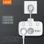 Prelungitor LDNIO cu 2 Prize Schuko și 4 Porturi de Încărcare (3xUSB-A + 1xUSB-C QC/PD) – Puternic, Compact și Sigur.Alb.