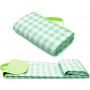 Covor de picnic și plajă impermeabil, pliabil, cu mâner, 200×150 cm – verde cu carouri albe