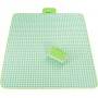 Covor de picnic și plajă impermeabil, pliabil, cu mâner, 200×150 cm – verde cu carouri albe