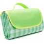 Covor de picnic și plajă impermeabil, pliabil, cu mâner, 200×150 cm – verde cu carouri albe