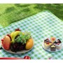 Covor de picnic și plajă impermeabil, pliabil, cu mâner, 200×150 cm – verde cu carouri albe
