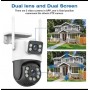 Cameră de supraveghere WiFi iCSee S18M, exterioară, cu dublă lentilă, detecție umanoidă, vedere nocturnă IR 30m, audio bidirecțional, IP66, Full HD 2560p