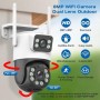 Cameră de supraveghere WiFi iCSee S18M, exterioară, cu dublă lentilă, detecție umanoidă, vedere nocturnă IR 30m, audio bidirecțional, IP66, Full HD 2560p