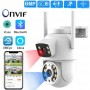 Cameră de supraveghere WiFi iCSee S18M, exterioară, cu dublă lentilă, detecție umanoidă, vedere nocturnă IR 30m, audio bidirecțional, IP66, Full HD 2560p