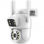 Cameră de supraveghere WiFi iCSee S18M, exterioară, cu dublă lentilă, detecție umanoidă, vedere nocturnă IR 30m, audio bidirecțional, IP66, Full HD 2560p