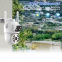 Cameră de supraveghere WiFi iCSee S18M, exterioară, cu dublă lentilă, detecție umanoidă, vedere nocturnă IR 30m, audio bidirecțional, IP66, Full HD 2560p