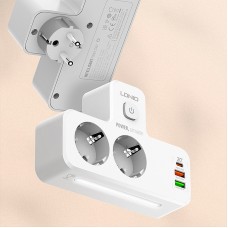 Prelungitor Multifuncțional LDNIO cu 2 Prize Schuko + 3 Porturi de Încărcare (USB-C PD + 2x USB-A QC 3.0) – Putere, Siguranță și Confort în Orice Spațiu