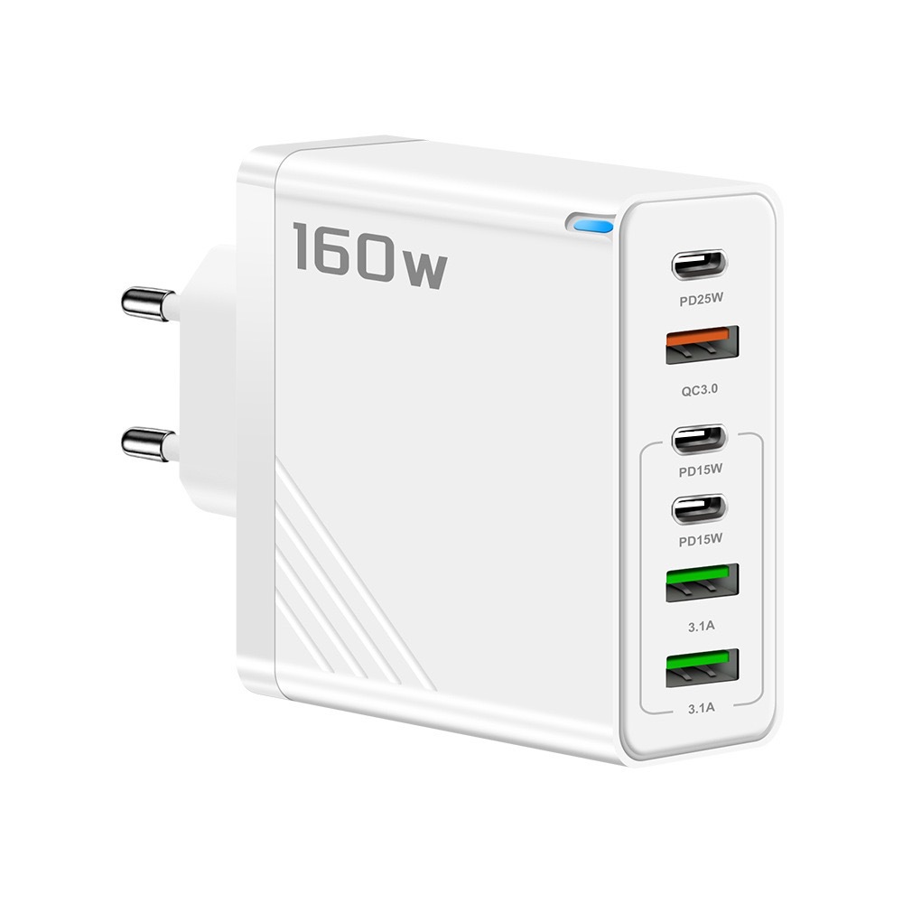 Încărcător Multi-Port 160W – 3 USB + 3 Type-C, Încărcare Rapidă și Sigură pentru 6 Dispozitive. Alb Încărcător Multi-Port 160W – 3 USB + 3 Type-C, Încărcare Rapidă și Sigură pentru 6 Dispozitive. Alb