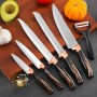 Set 5 cuțite + curățător legume, inox, mânere negre cu aspect marmorat, pentru uz zilnic