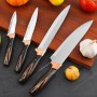 Set 5 cuțite + curățător legume, inox, mânere negre cu aspect marmorat, pentru uz zilnic