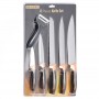 Set 5 cuțite + curățător legume, inox, mânere negre cu aspect marmorat, pentru uz zilnic