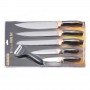 Set 5 cuțite + curățător legume, inox, mânere negre cu aspect marmorat, pentru uz zilnic