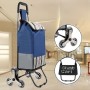 Cărucior de cumpărături pliabil cu 6 roți pentru urcarea scărilor – husă impermeabilă, 102x40x20 cm, Albastru deschis.