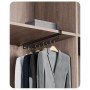 Set 2 suporturi verticale umerașe pentru dulap 30 cm  din oțel carbon, montaj fără găurire, economisire spațiu, negru.