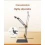 Suport metalic premium de birou pentru telefon, braț reglabil 360°, bază stabilă antiderapantă,  universal,  negru