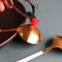 Set 6 buc Lingurite metalice pentru desert, cu personaj desen animat, Doraemon, Negru
