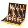 Set tacamuri din inox, 24 piese, 6 x cutite, 6 x linguri de masa,  6 x lingurite de ceai, 6 x furculite, Rose Gold, Aramiu
