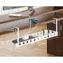 Suport organizator extensibil sub birou, reglabil 43–74 cm, pentru cabluri, routere și accesorii, montaj fără găurire, alb,