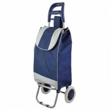 Cărucior de cumpărături pliabil cu structură metalică – 25 kg, husă textilă detașabilă și lavabilă, Albastru inchis.